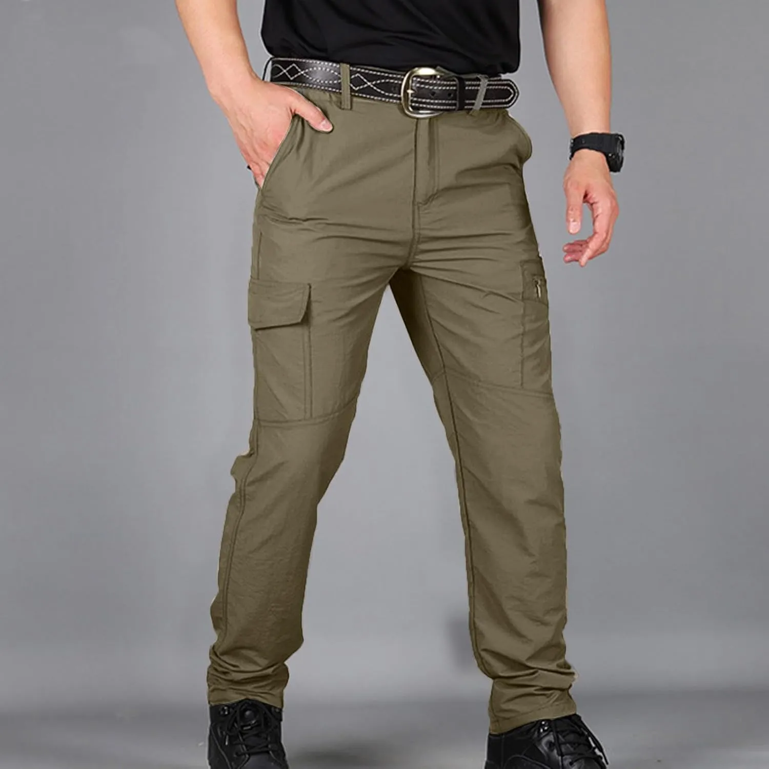 Men's Tactical Cargo Pants Slim Fit Multi-Pocket Durable Lightweight Outdoor Work Comfortable Utility Everyday Wear
