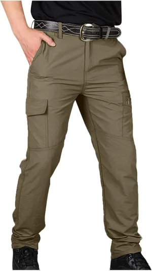 Men's Tactical Cargo Pants Slim Fit Multi-Pocket Durable Lightweight Outdoor Work Comfortable Utility Everyday Wear