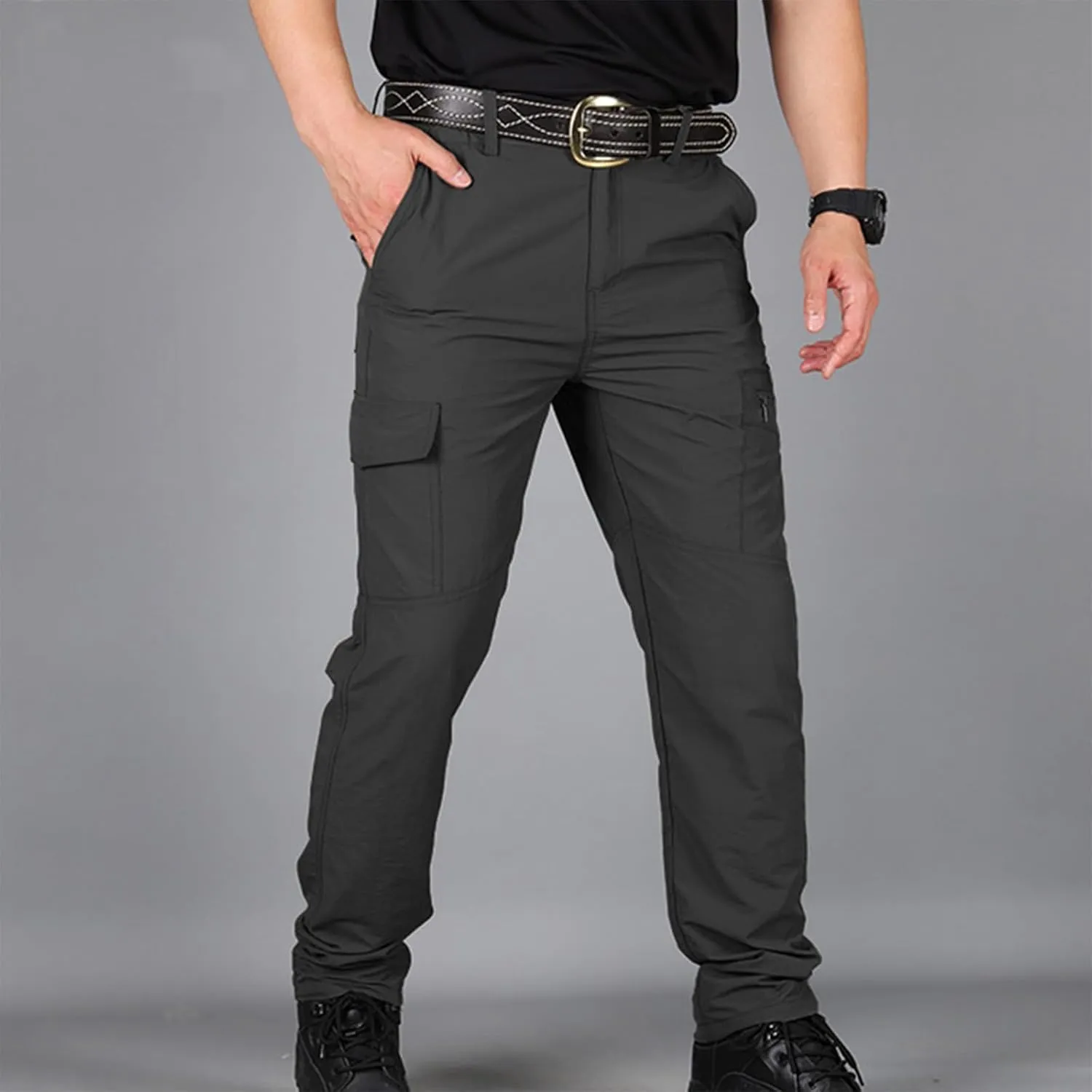 Men's Tactical Cargo Pants Slim Fit Multi-Pocket Durable Lightweight Outdoor Work Comfortable Utility Everyday Wear