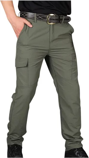 Men's Tactical Cargo Pants Slim Fit Multi-Pocket Durable Lightweight Outdoor Work Comfortable Utility Everyday Wear