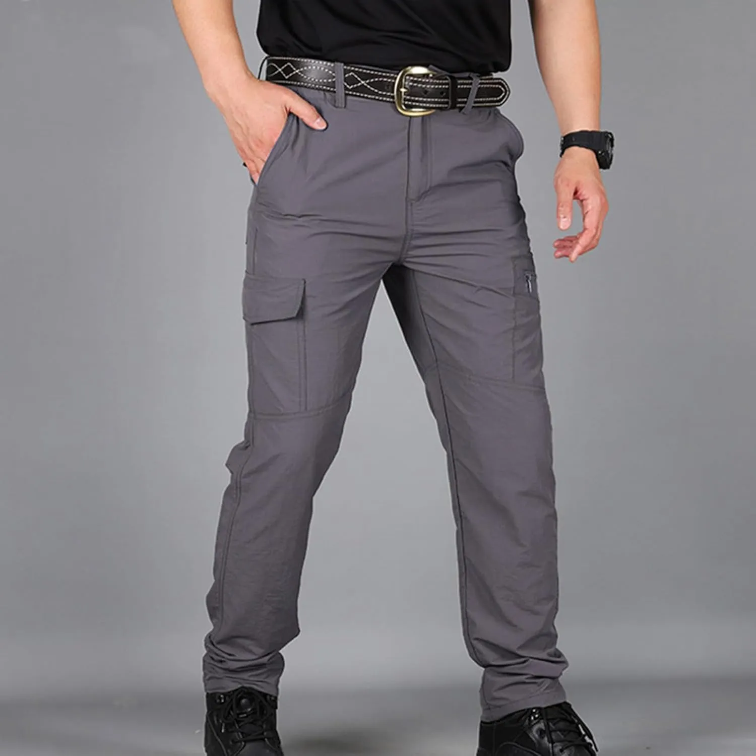Men's Tactical Cargo Pants Slim Fit Multi-Pocket Durable Lightweight Outdoor Work Comfortable Utility Everyday Wear