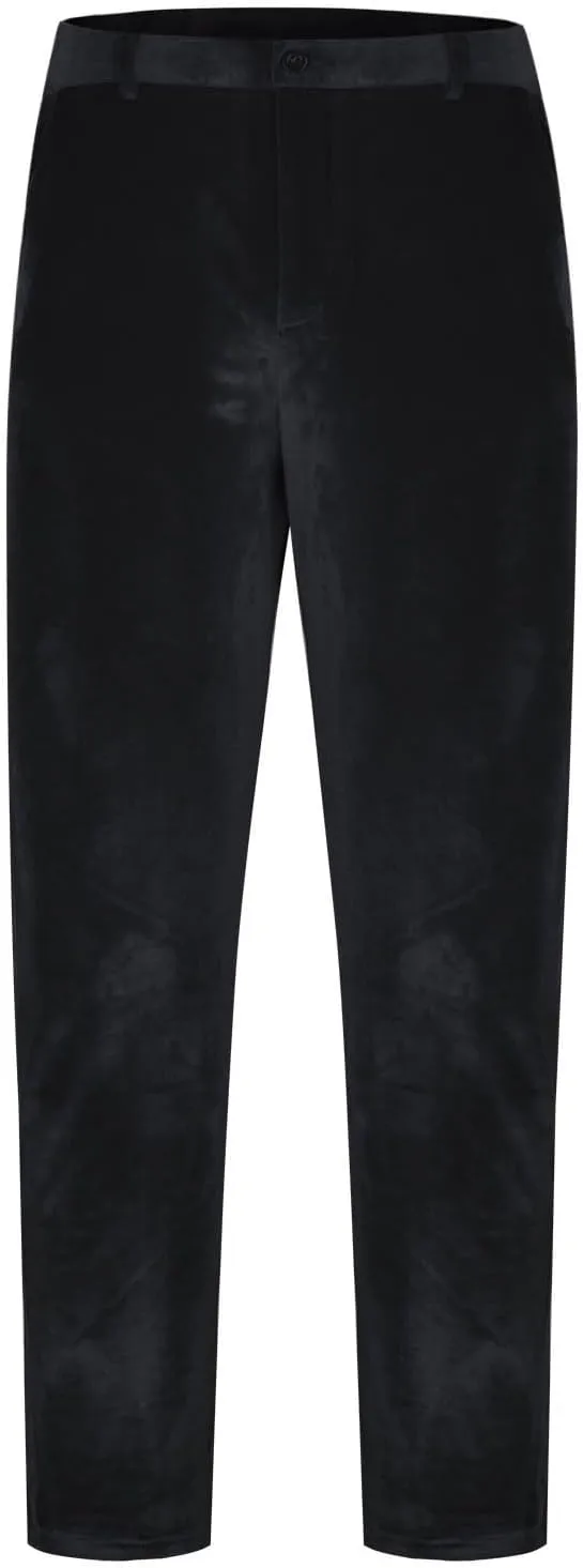 Men's Velvet Pants Slim Fit Party Dress Pants Velvet Trousers Elastic Waist Suit Pant Casual Soft Bottoms Solid Color