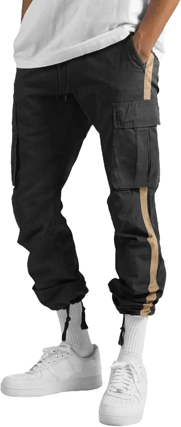 Mens Workout Cargo Sweatpants Printed Overalls Casual Pocket Sport Work Casual Trouser Pants Big and Tall Sweatpants