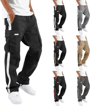 Mens Workout Cargo Sweatpants Printed Overalls Casual Pocket Sport Work Casual Trouser Pants Big and Tall Sweatpants