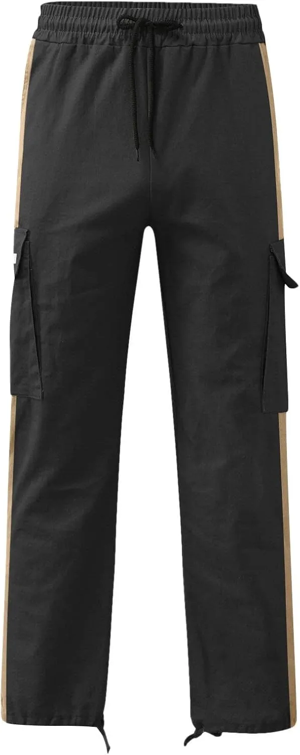 Mens Workout Cargo Sweatpants Printed Overalls Casual Pocket Sport Work Casual Trouser Pants Big and Tall Sweatpants