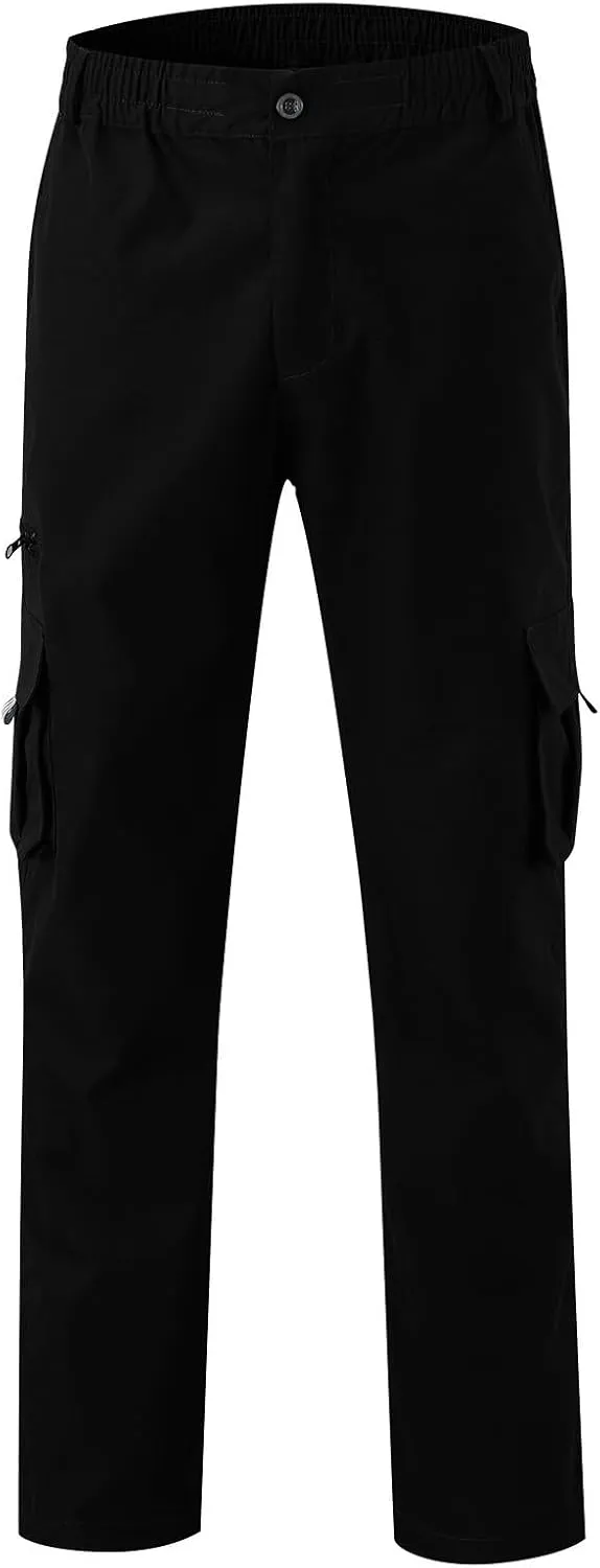 Mens Zip Joggers Pants Mens Fashion Casual Loose Cotton Plus Size Pocket Elastic Waist Pants Trousers Stretch