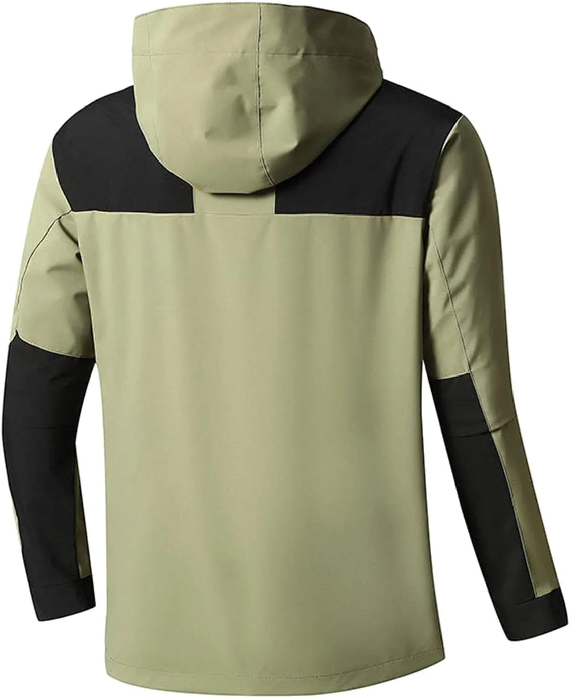 Mens Zipper Windproof Waterproof Jacket Solid Color Drawstring Windbreaker Casual Slim Fit Loose Jacket with Pocket