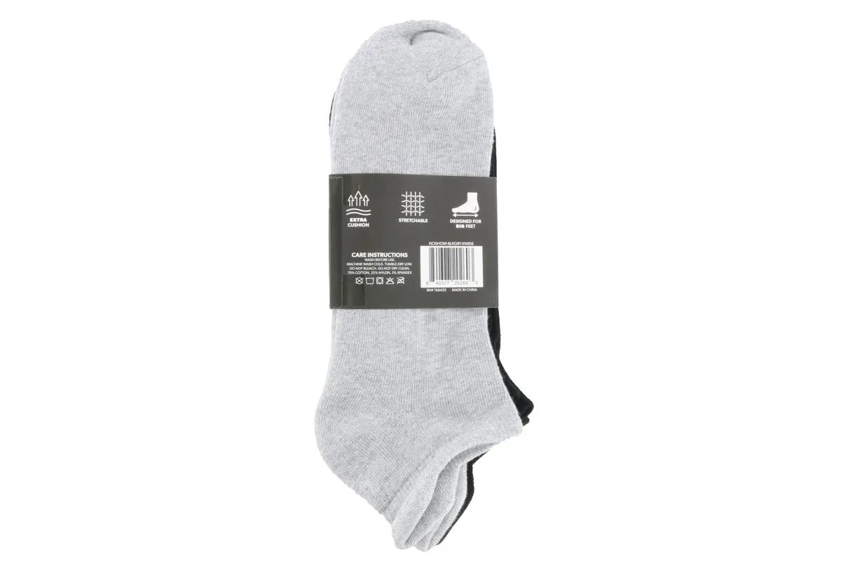 Michael Ellis BIG No Show Socks Black/Grey 3-Pack - Extra Wide