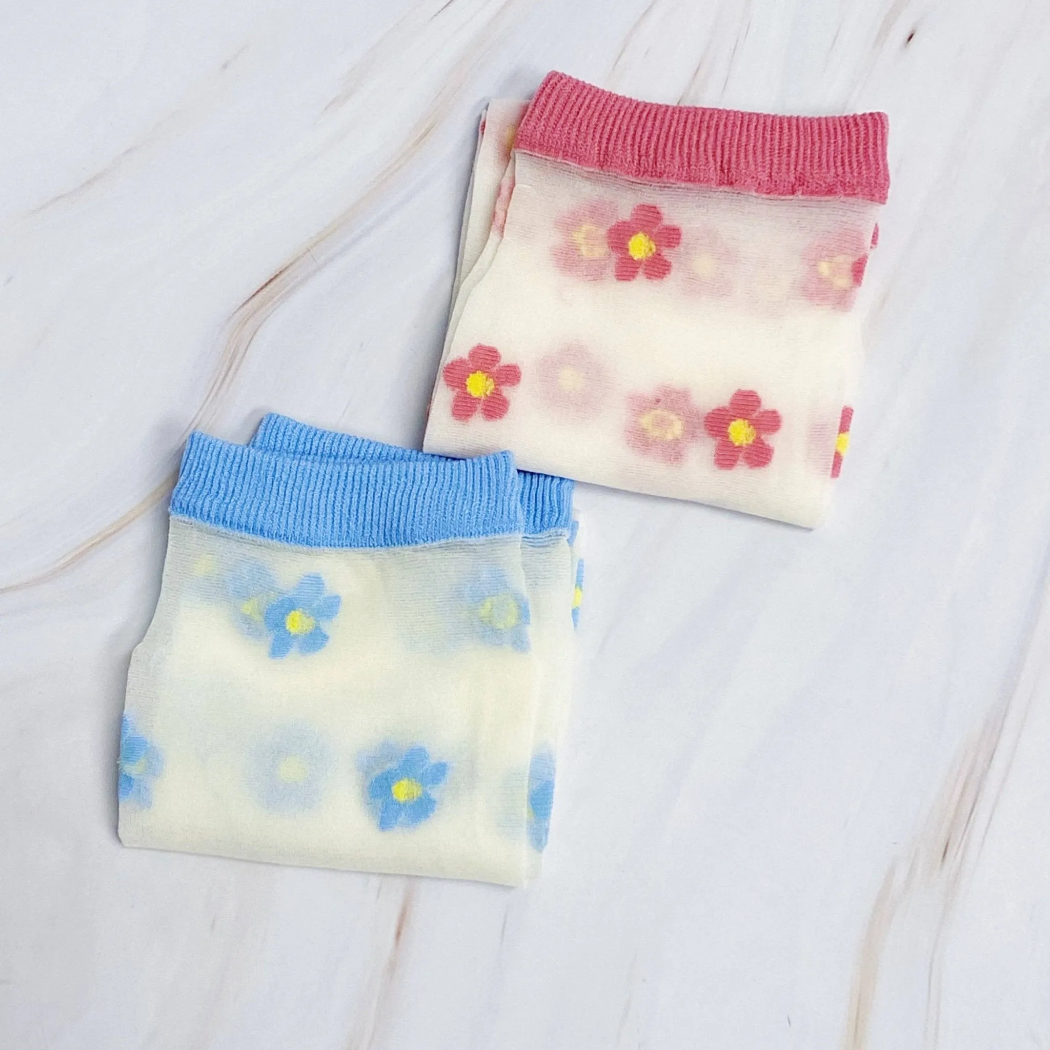 Mini Flower Sheer Socks - Set/2