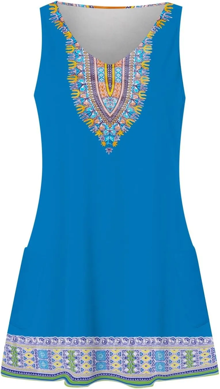 Mini Sundresses for Women Summer Trendy Plus Size Flowy Sexy V Neck Off The Shoulder Sleeveless Floral Short Dress