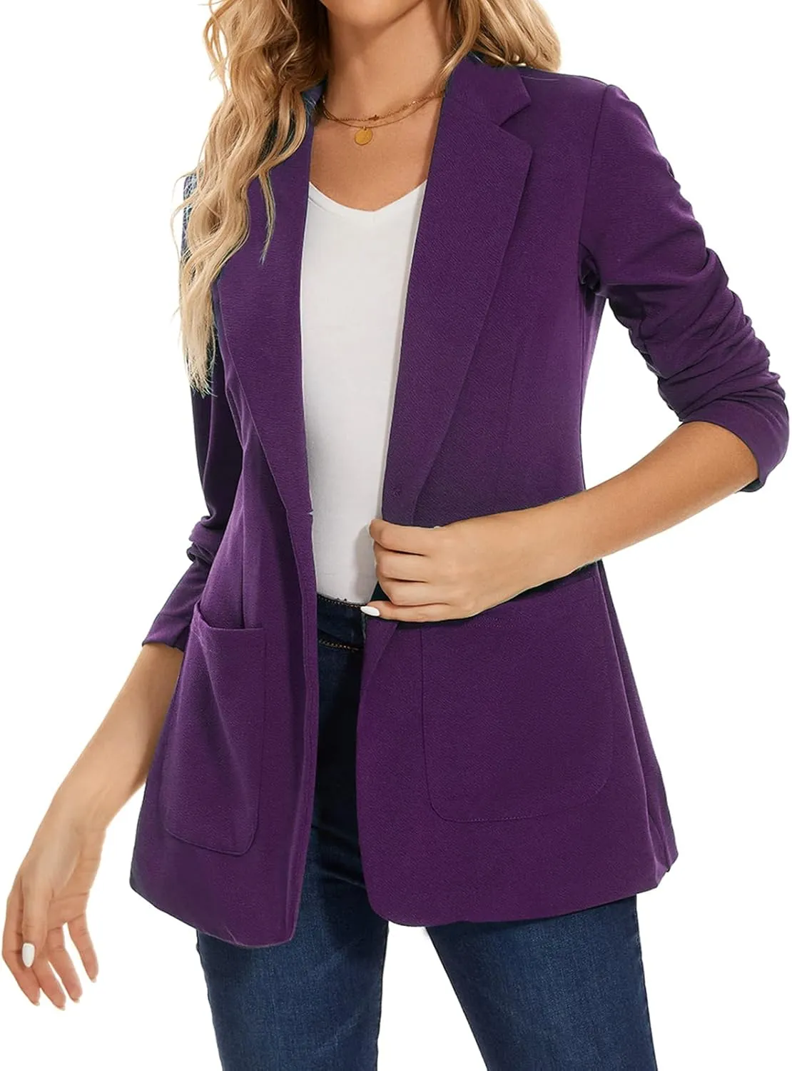 MINTLIMIT Blazers for Women Casual Long Sleeve Open Front Cardigan Button Work Office Blazers Jackets with Pockets