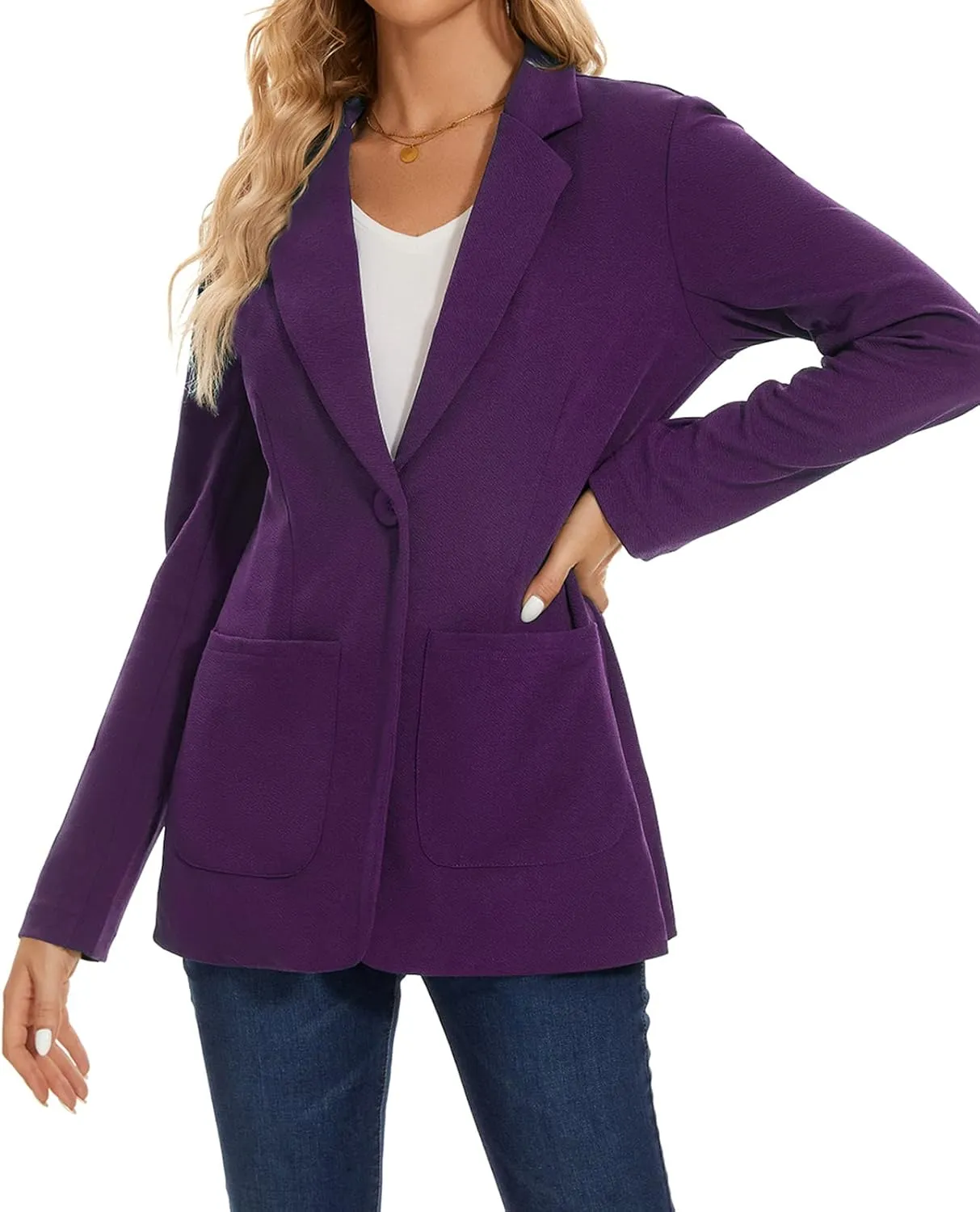 MINTLIMIT Blazers for Women Casual Long Sleeve Open Front Cardigan Button Work Office Blazers Jackets with Pockets