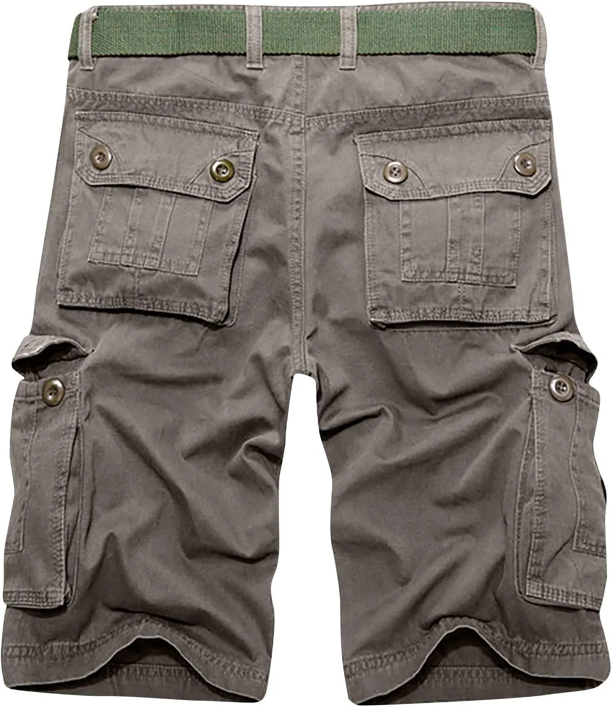 Muscularfit 7 Inch Inseam Shorts Men 2023 Relaxed Fit Multi Pockets Cargo Short Solid Buckle Zipper Work Tooling Shorts Beach
