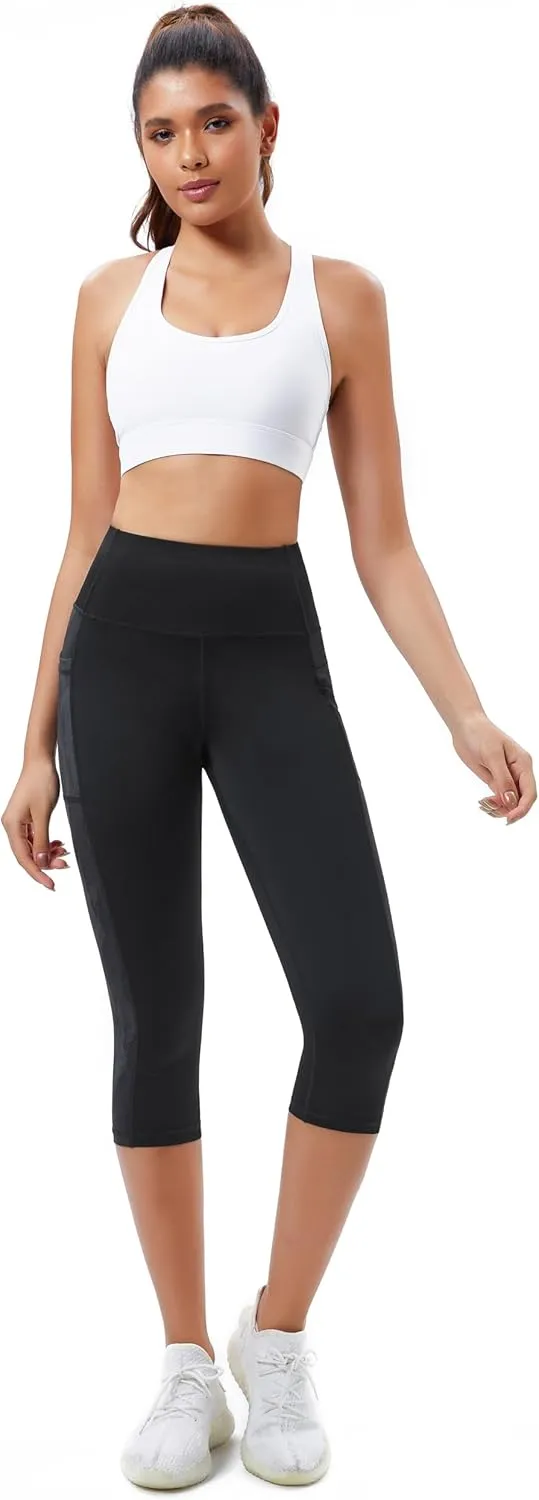 Neonysweets Womens Printed Tummy Control Yoga Workout Leggings Pocket