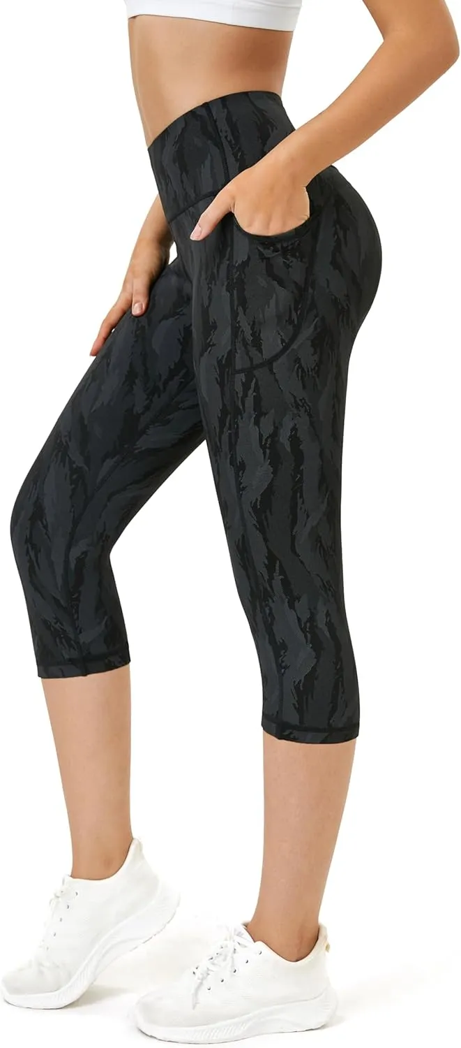 Neonysweets Womens Printed Tummy Control Yoga Workout Leggings Pocket