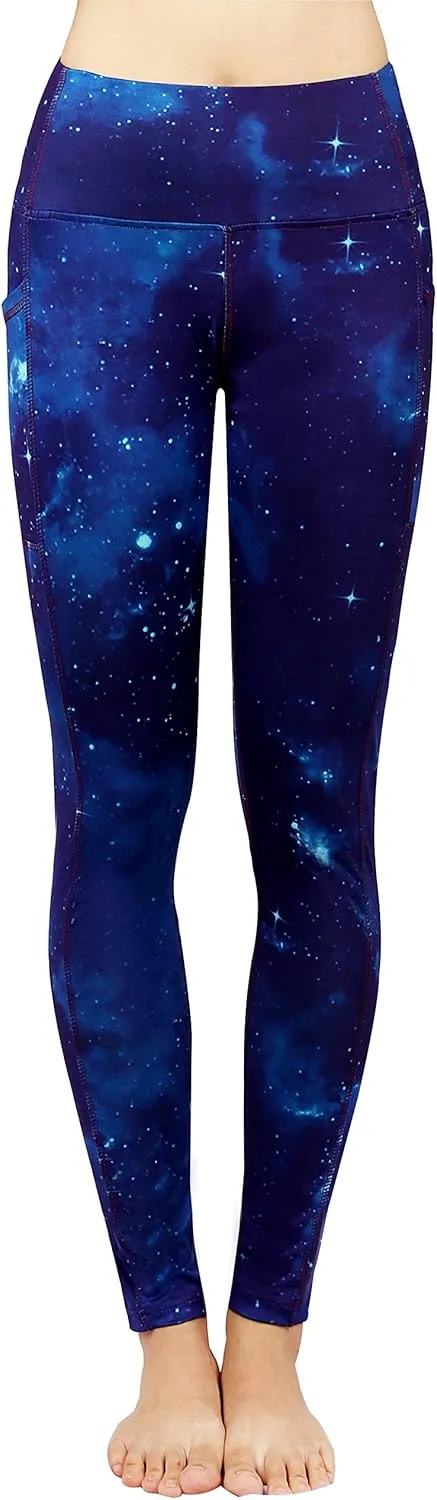 Neonysweets Womens Printed Tummy Control Yoga Workout Leggings Pocket