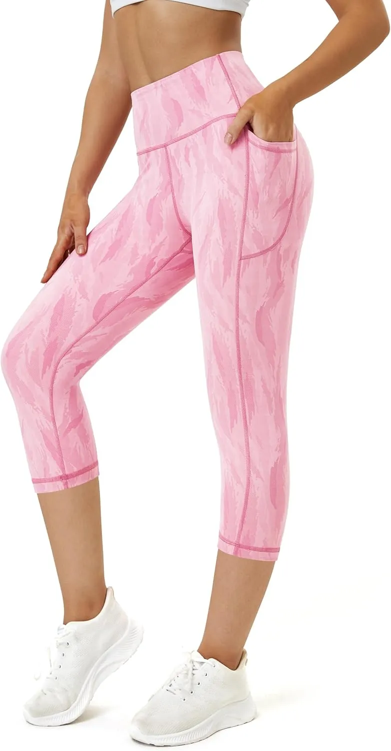 Neonysweets Womens Printed Tummy Control Yoga Workout Leggings Pocket