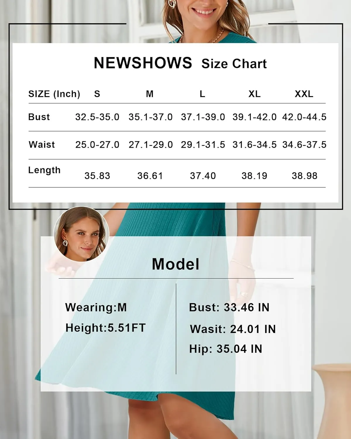 Newshows Womens 2025 Summer Dresses Short Sleeve Ribbed Knit A-Line Swing Beach Vacation Outfits Casual Sundress with Pockets