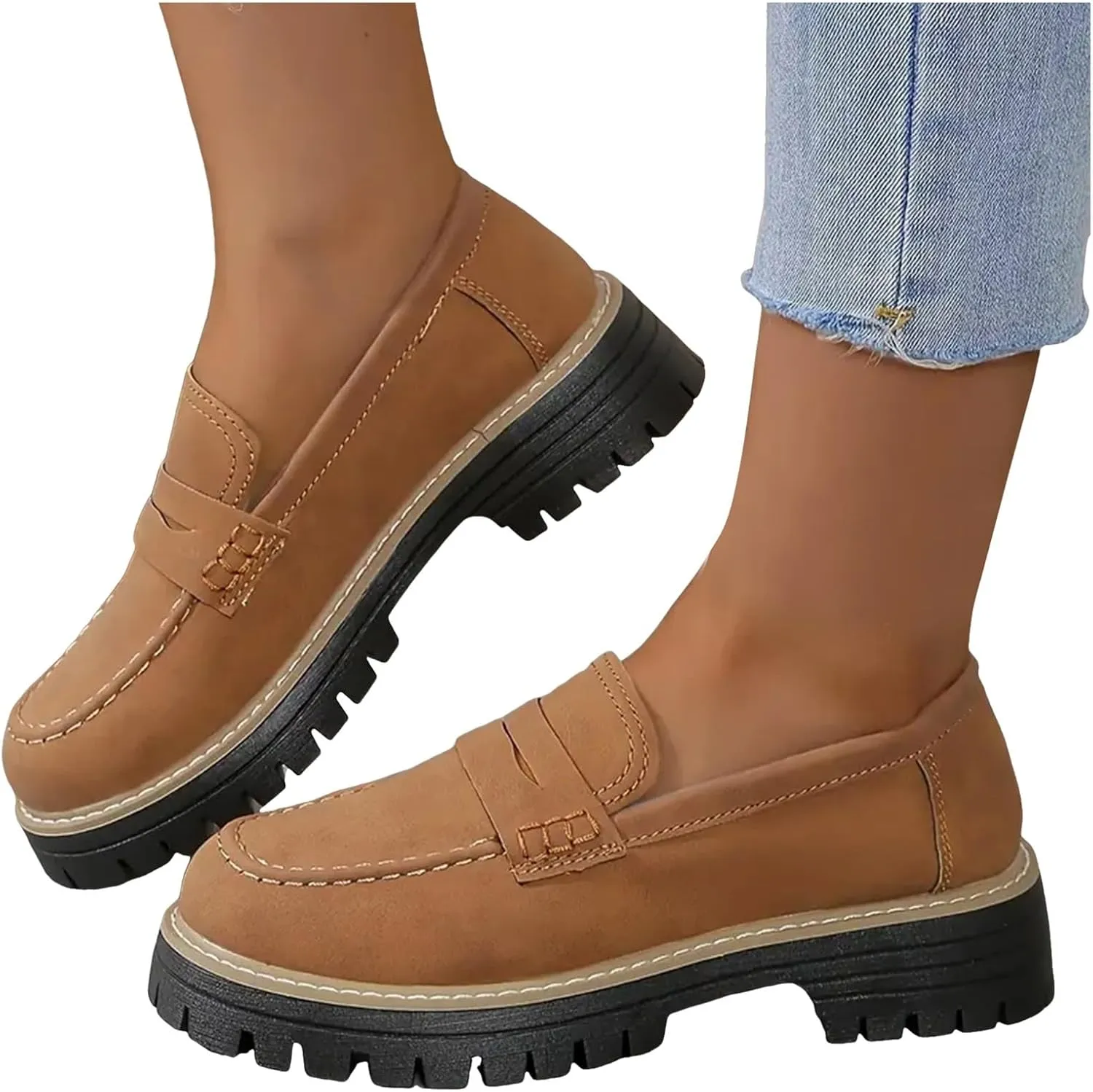 Orthoture-orthopedic Platform Loafers for Women,Wide Width Dress Shoes Ortho Comfort Shoes Slip On Penny Loafers