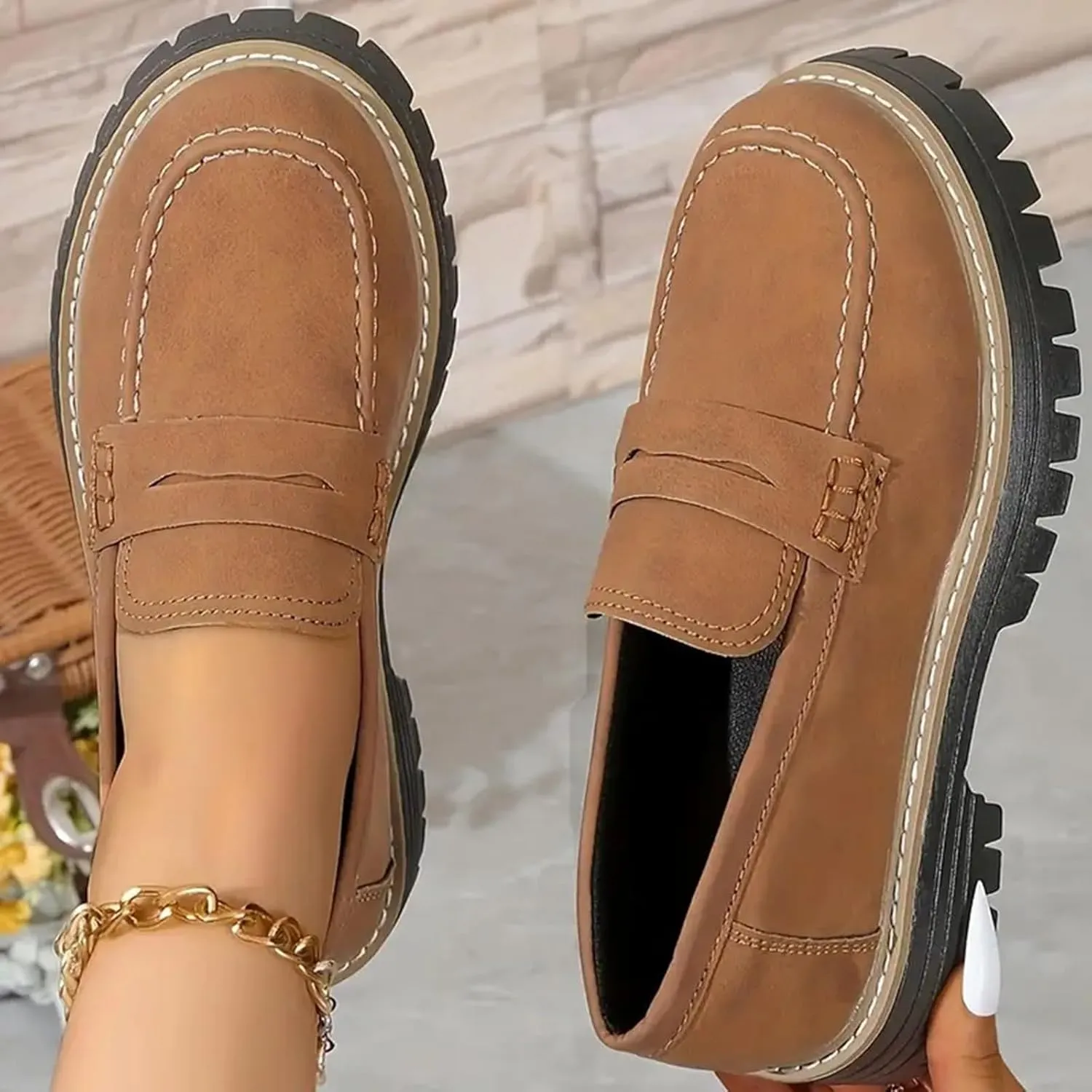 Orthoture-orthopedic Platform Loafers for Women,Wide Width Dress Shoes Ortho Comfort Shoes Slip On Penny Loafers