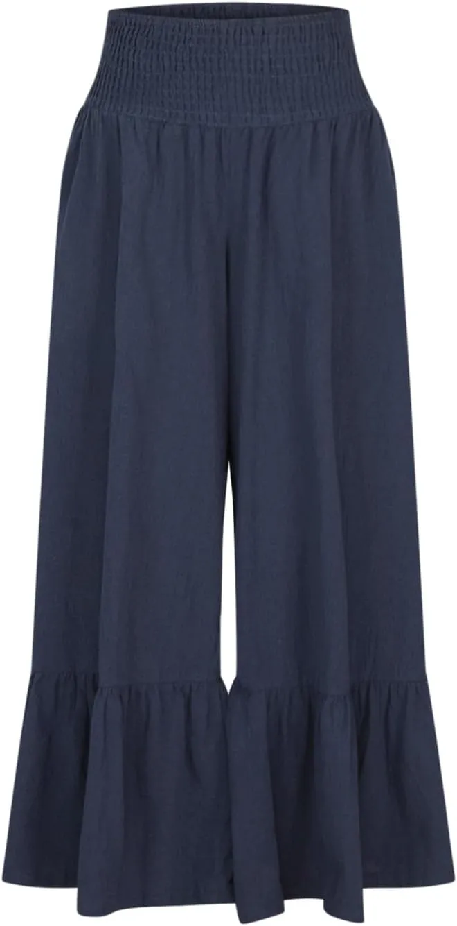Palazzo Pants for Women 2025 Fashion Plus Size Elegant Elastic Waisted Wide Leg Pants Summer Flowy Pleated Hem Slacks