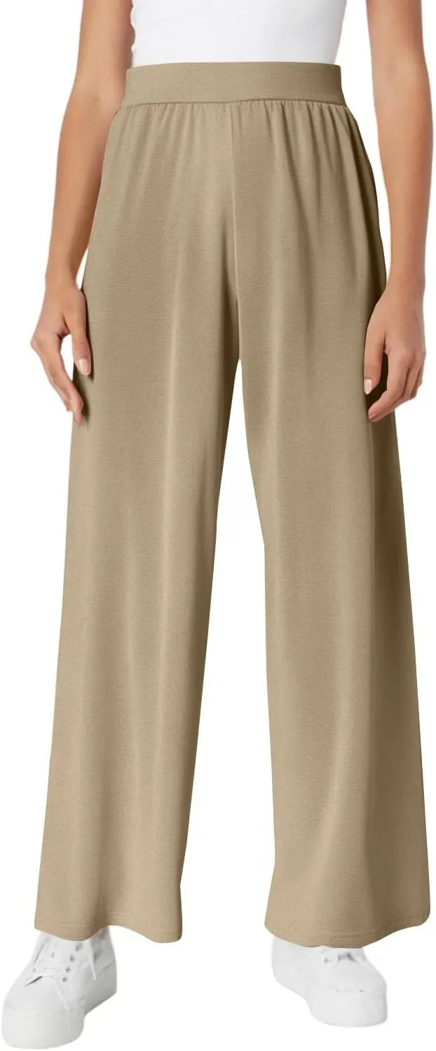 Pants for Women Casual Elastic Waist Drawstring Sumemr Pants Straight Wide Leg High Waisted with Pockets 2025 Trousers