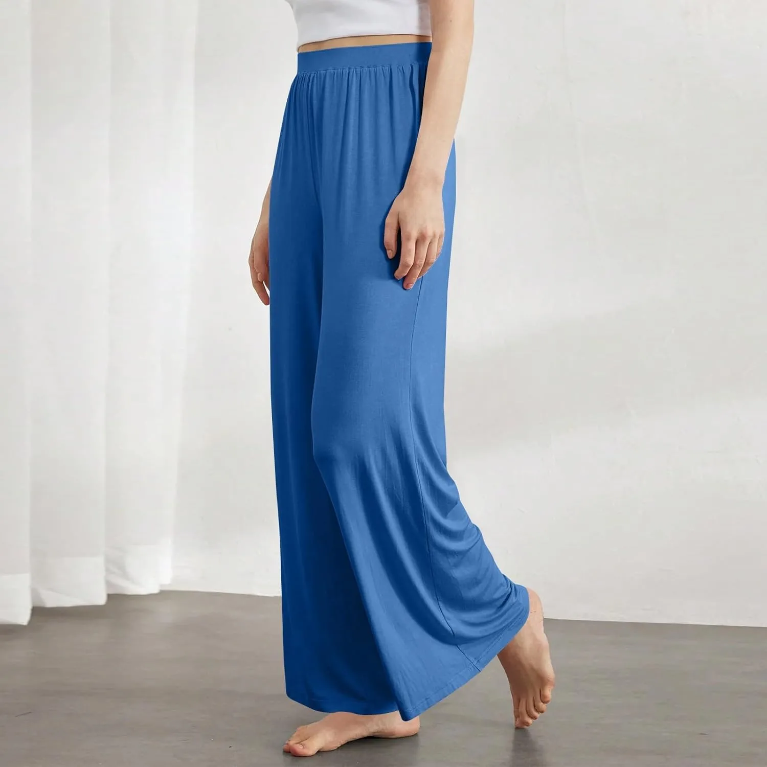 Pants for Women Casual Elastic Waist Drawstring Sumemr Pants Straight Wide Leg High Waisted with Pockets 2025 Trousers