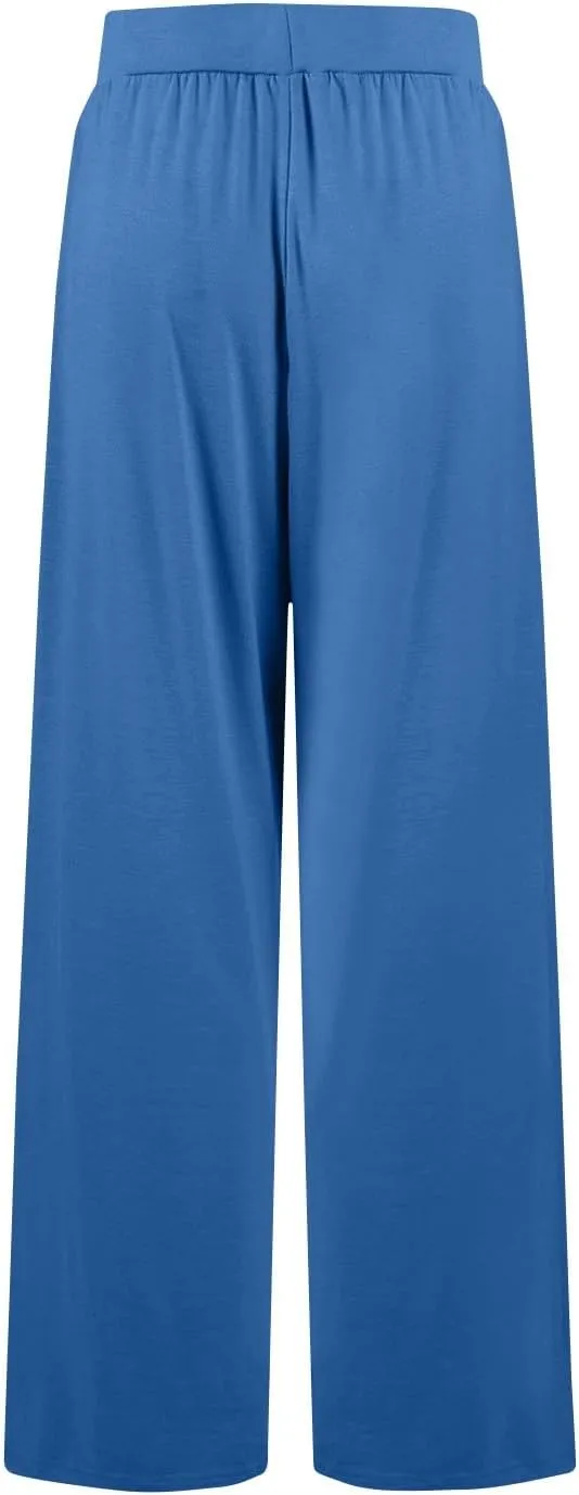 Pants for Women Casual Elastic Waist Drawstring Sumemr Pants Straight Wide Leg High Waisted with Pockets 2025 Trousers