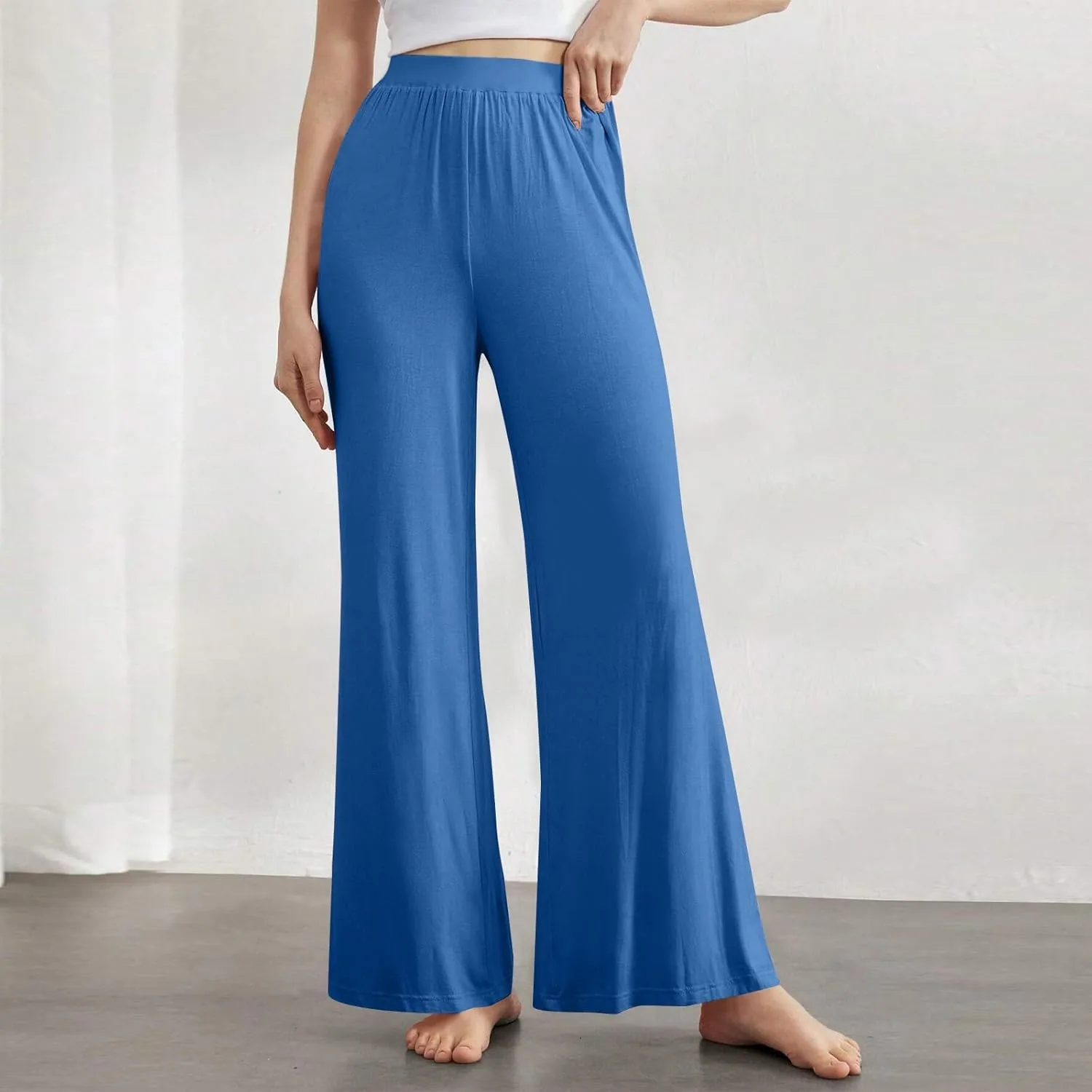 Pants for Women Casual Elastic Waist Drawstring Sumemr Pants Straight Wide Leg High Waisted with Pockets 2025 Trousers