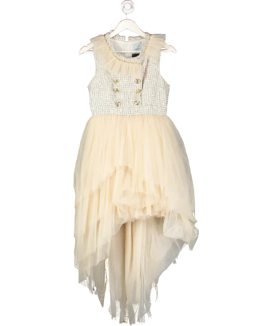 Petite Maison Nude Fira Tweed And Tulle Layered Mom Dress UK XS