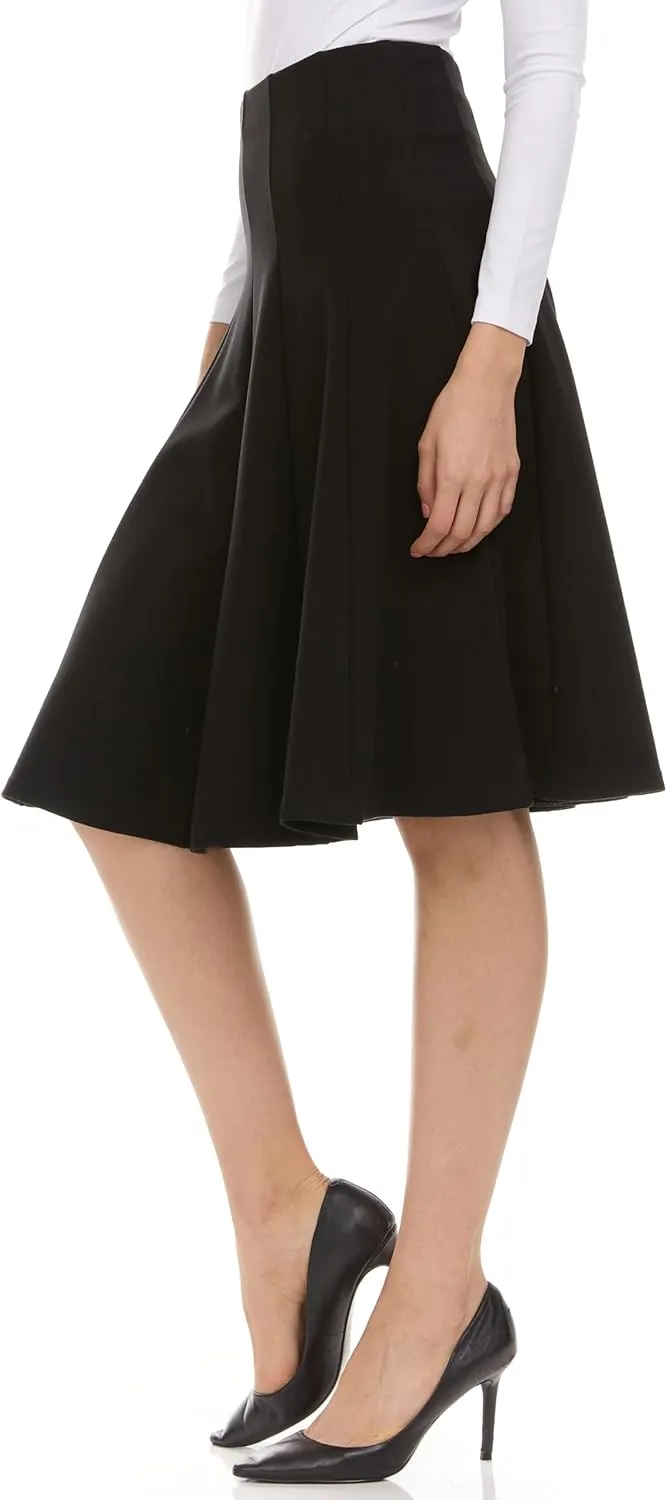 Premium Lycra Skirt  Thick, and Opaque Pleated Skirt with Stretch Waist Knee-Length & Midi-Length Options