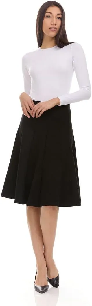 Premium Lycra Skirt  Thick, and Opaque Pleated Skirt with Stretch Waist Knee-Length & Midi-Length Options