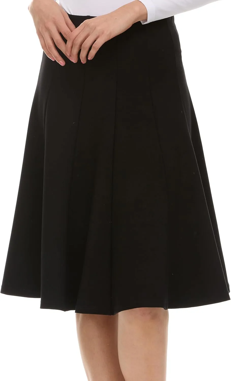 Premium Lycra Skirt  Thick, and Opaque Pleated Skirt with Stretch Waist Knee-Length & Midi-Length Options