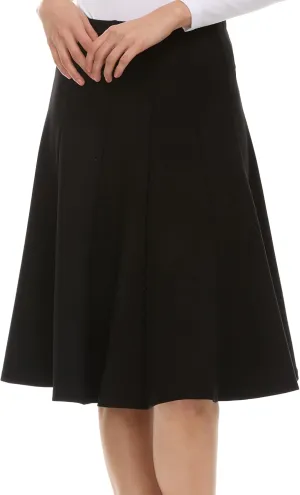 Premium Lycra Skirt  Thick, and Opaque Pleated Skirt with Stretch Waist Knee-Length & Midi-Length Options