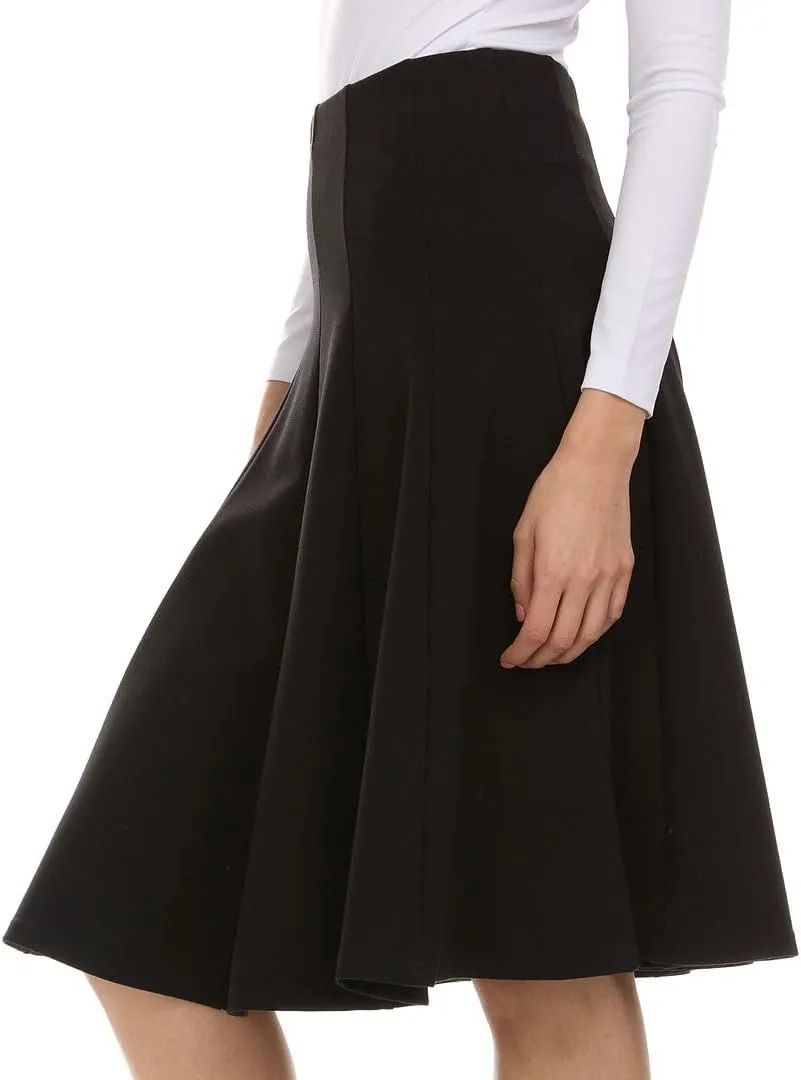 Premium Lycra Skirt  Thick, and Opaque Pleated Skirt with Stretch Waist Knee-Length & Midi-Length Options