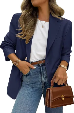 PRETTYGARDEN 2025 Blazers for Women Business Casual Long Sleeve Lapel Open Front Suit Jacket Work Blazer with Pockets