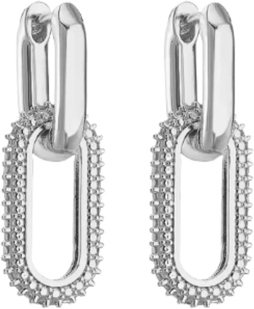 QueenBee Small 14K Gold & 925 Sterling Silver Paperclip Zirconia Hoop Earrings ?C Dainty Convertible Huggie with Removable Drop, Adjustable Retro Jewelry Gift for Holidays, Weddings, Birthdays & Bridesmaids