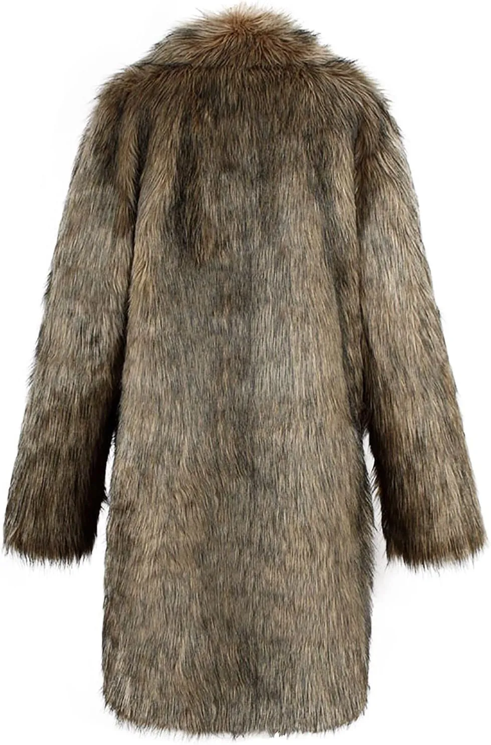 QWENTMTNTY Men's Fashion Faux Fur Coat Long Length Fashion Fluffy Heavyweight Coat Winter Plush Furry Luxury Parka Jacket