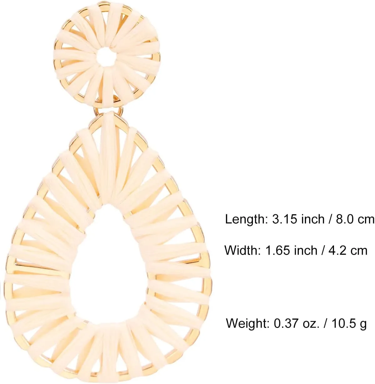 Raffia Teardrop Dangle Earrings Handmad Statement Drop Earrings