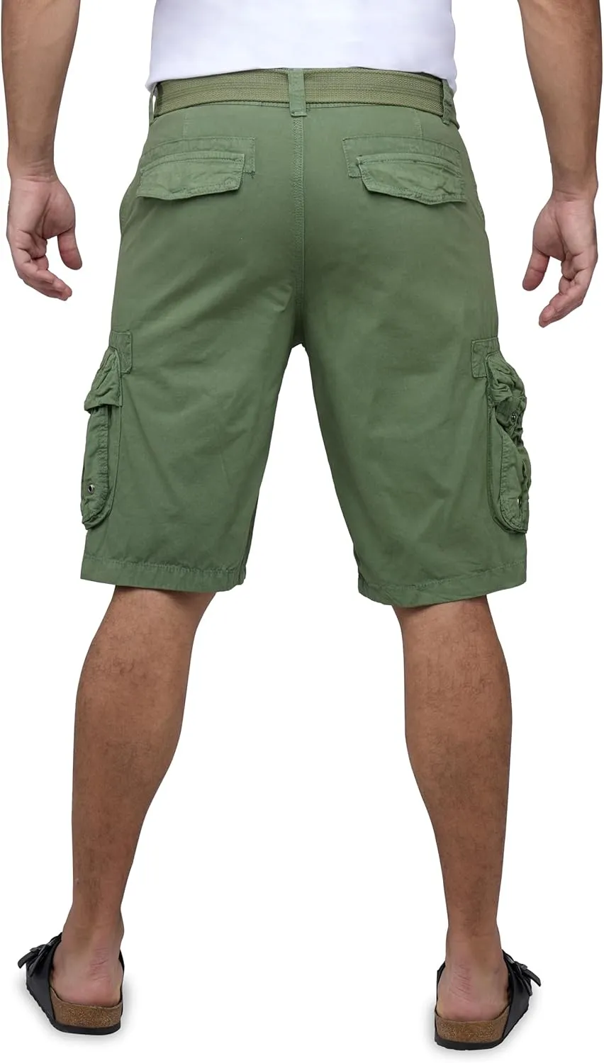 RAW X Mens Belted Cargo Shorts, Relaxed Fit Casual Knee Length Cargo Shorts for Men (Big and Tall Shorts for Men)