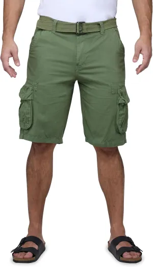 RAW X Mens Belted Cargo Shorts, Relaxed Fit Casual Knee Length Cargo Shorts for Men (Big and Tall Shorts for Men)