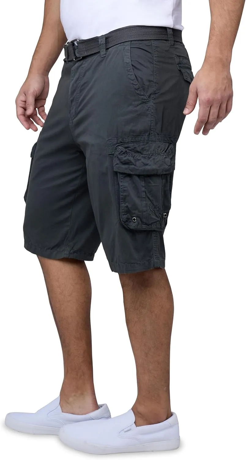 RAW X Mens Belted Cargo Shorts, Relaxed Fit Casual Knee Length Cargo Shorts for Men (Big and Tall Shorts for Men)