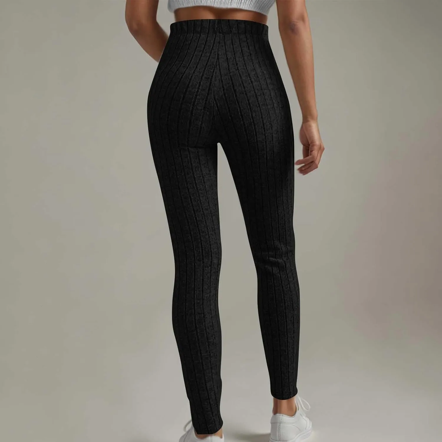Ribbed Knit Pants for Women 2024 Casual Solid Drawstring Waist Trousers Loose High Waist Tight Hip Lifting Stretch Yoga Pant