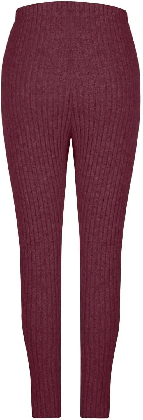 Ribbed Knit Pants for Women 2024 Casual Solid Drawstring Waist Trousers Loose High Waist Tight Hip Lifting Stretch Yoga Pant