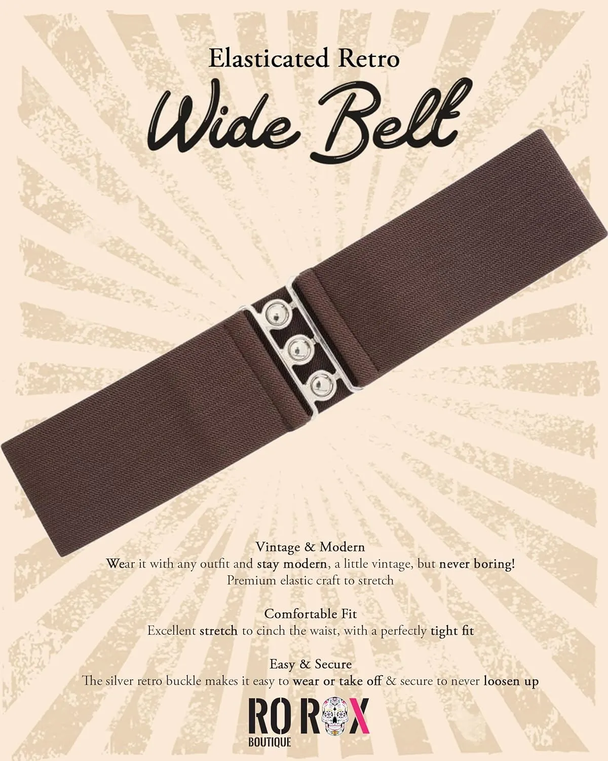 Ro Rox Retro Vintage Belt | Elastic Belt Women's Accessories | 50s Nurse Belt | Waist Belts For Women & Ladies