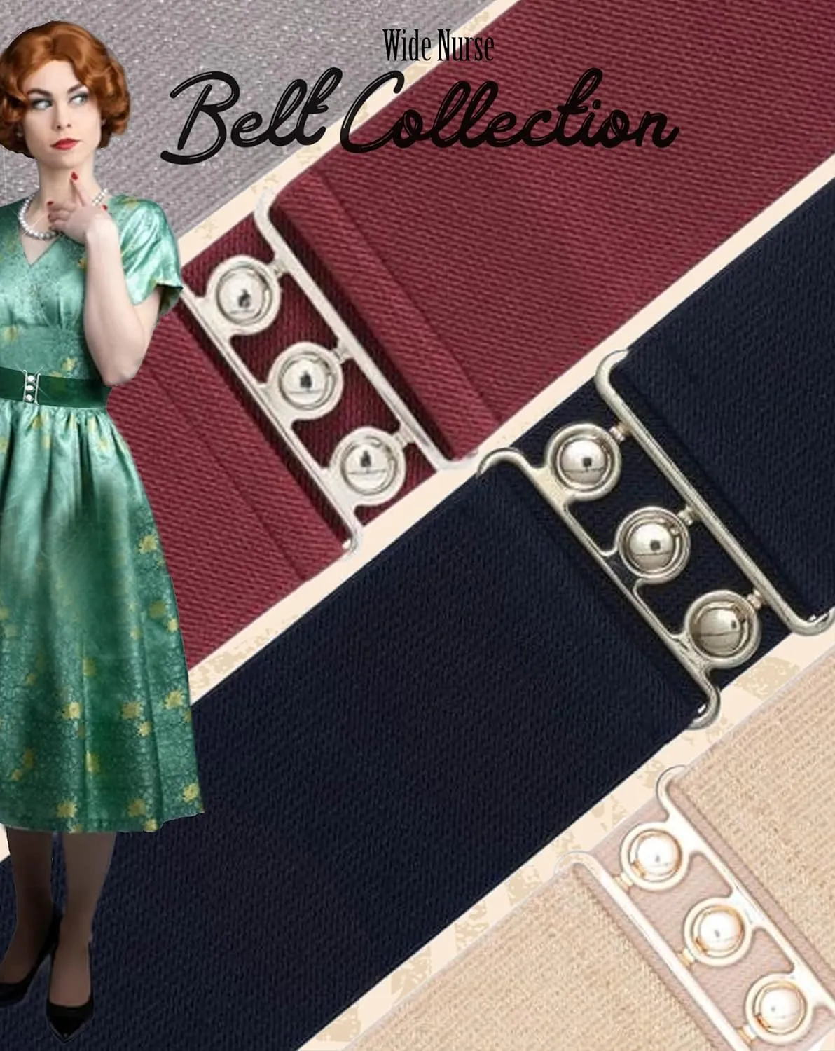 Ro Rox Retro Vintage Belt | Elastic Belt Women's Accessories | 50s Nurse Belt | Waist Belts For Women & Ladies