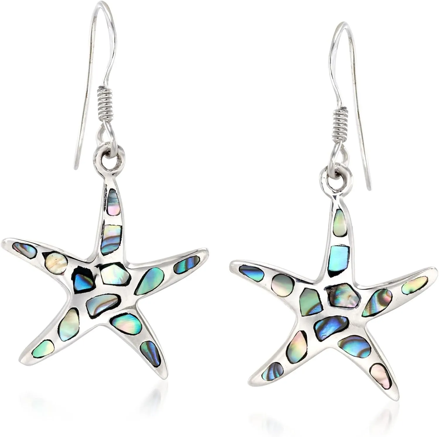 Ross-Simons Abalone Shell Starfish Drop Earrings in Sterling Silver
