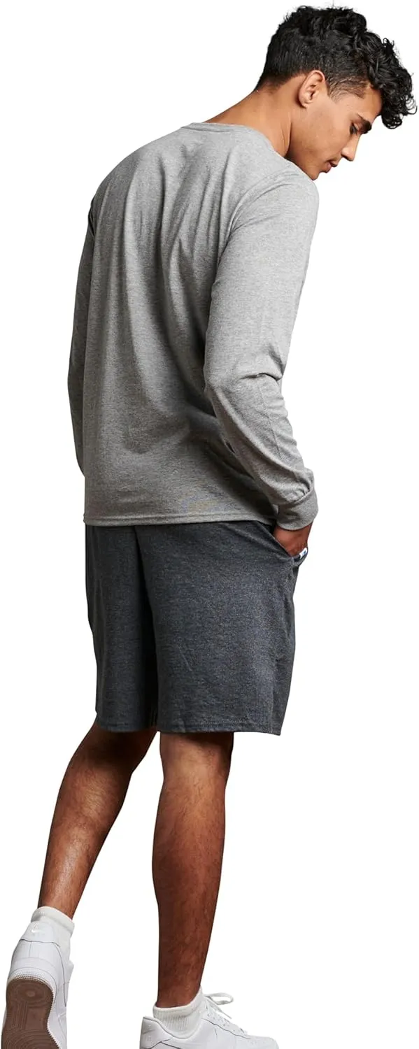Russell Athletic Men's Relaxed Fit 9" Cotton Shorts with Pockets, Adjustable Elastic Waist, Sizes S-4X
