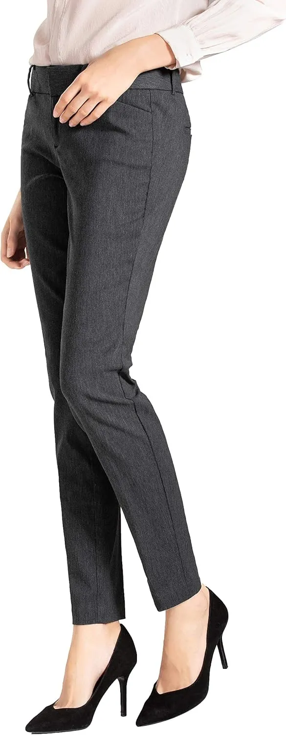 SATINATO Women's Casual Work Pants Skinny Slacks Leggings Comfort Mid Rise