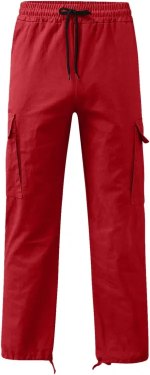 sdbrld Cargo Pants For Men Men's Relaxed Fit Beach Pants Streetwear Baggy Trousers Fashion Cargo Pants with Zipper Pockets